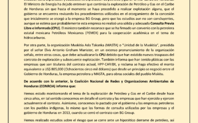 Sobre la exploración y probable explotación de Petróleo y Gas en el Caribe de Honduras